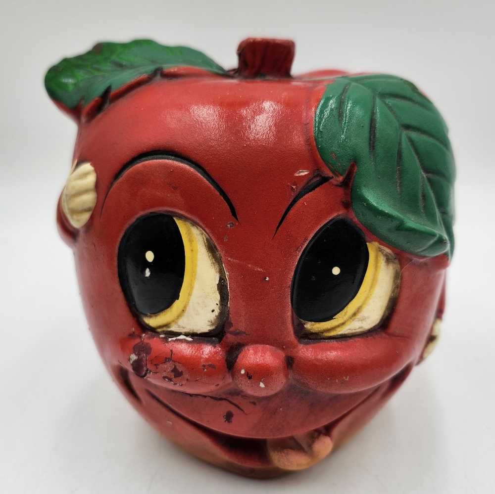 Sonsco Vintage Anthropomorphic Ceramic Apple Face Money Bank figurine